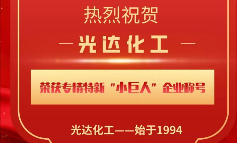 喜報(bào)！光達(dá)化工榮獲專精特新“小巨人”企業(yè)稱號！